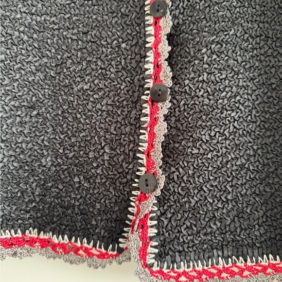 MULTIPLES Women Black-Red Gray Trim Floral Holiday CardiganSweater-PLUS XXL-T44 - Picture 8 of 9